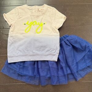 Cat & Jack Beige Top and Blue Skirt Set